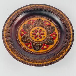 Artistic Wooden Plate from Workshop of Mieczyslay Gutoski, Poland 7 13/16"